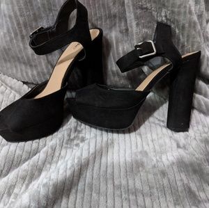 Black peep toe heels